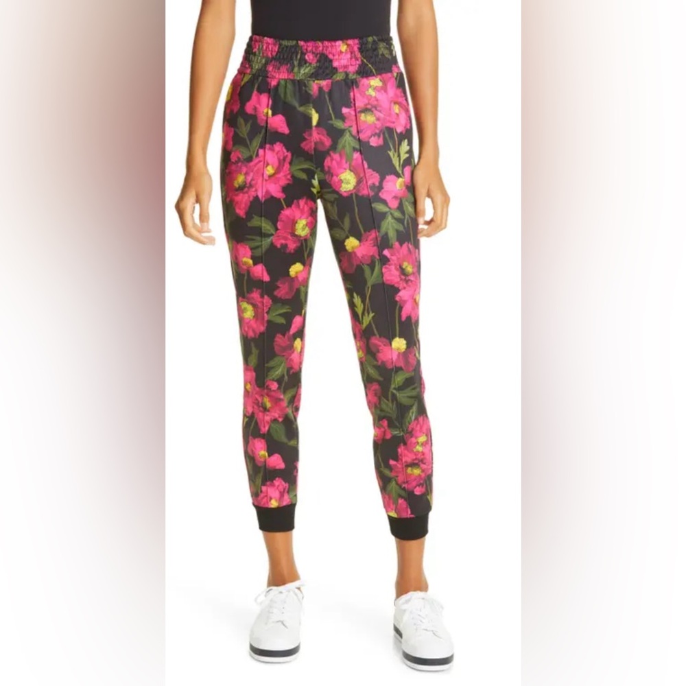 Alice + Olivia Floral Black and Pink Joggers